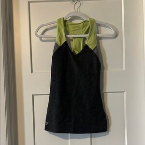 Ellie Green and Gray Fitted Cut Out Tank Top